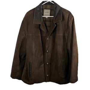 Vintage Pacific Trail Brown Suede Leather Jacket Sz L Buttons Ranch Patina